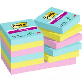 Samoprzylepne karteczki Post-It 3M 622-12SS-COS, kwadratowe 47,6×47,6 mm, 90 arkuszy, niebieskie/zielone/różowe