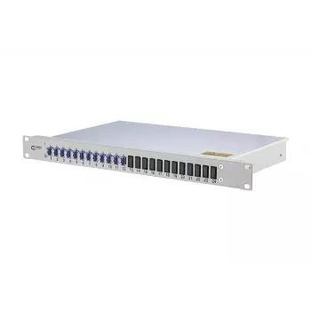 BTR rack-mount światłowodowy panel krosowy METZ CONNECT OpDAT 1U — złącza LC, szary, 482,6×44,5×244,5 mm