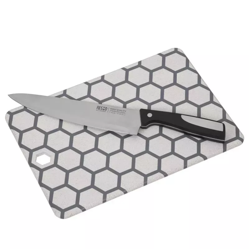 Resto Kitchenware 95402 Rectangular Plastic Cutting Board szary biały