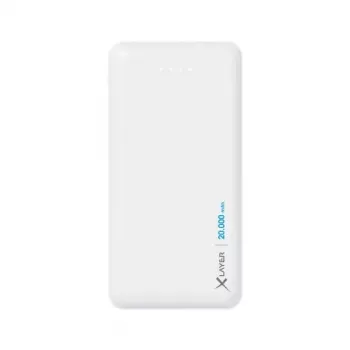 Power bank XLAYER 217286 — 20000 mAh LiPo, 2× USB-A, 1× USB-C, biały