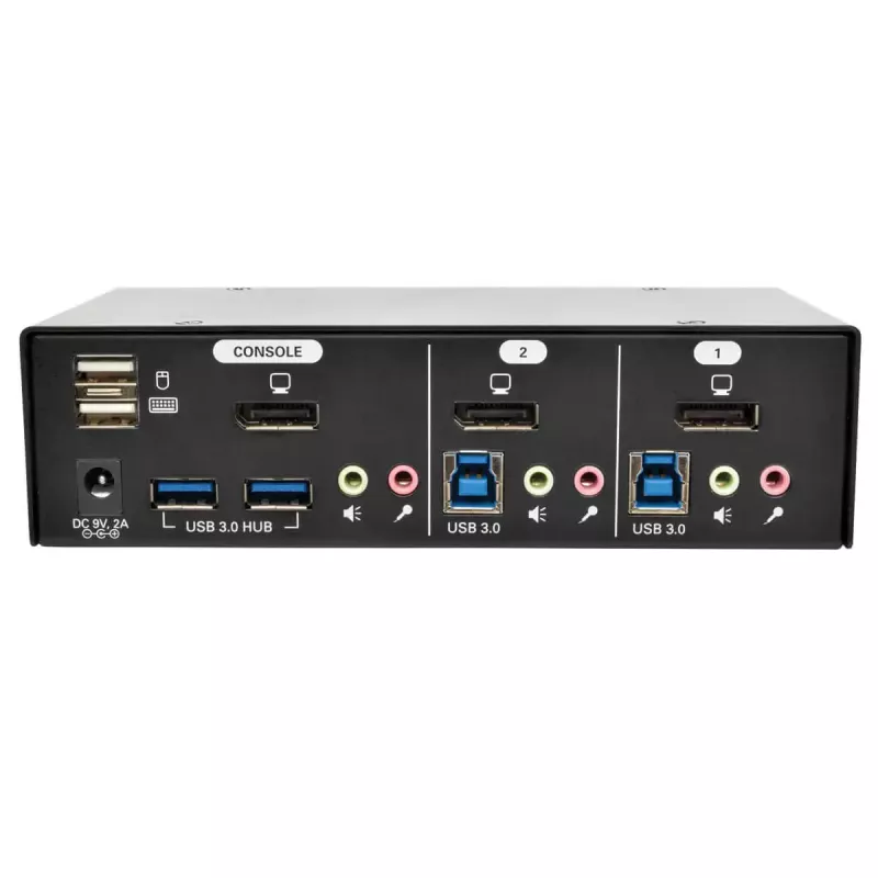 2-portowy przełącznik KVM DisplayPort z audio i hubem USB 3.0 EATON B004-DPUA2-K — DisplayPort, klawiatura USB/mysz, 2560×1600, kable 1,2 m