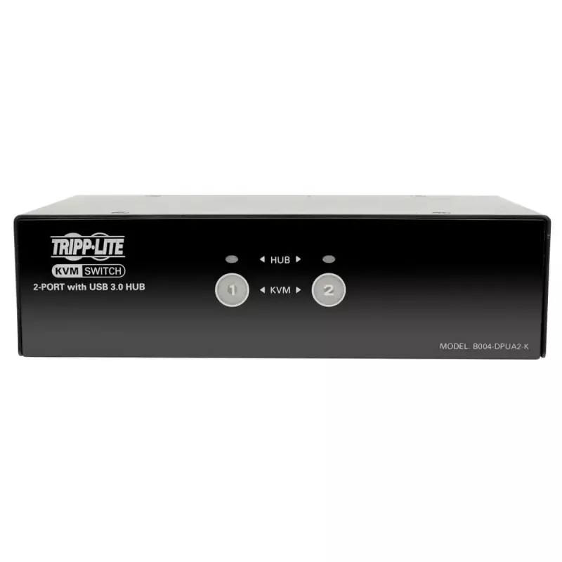 2-portowy przełącznik KVM DisplayPort z audio i hubem USB 3.0 EATON B004-DPUA2-K — DisplayPort, klawiatura USB/mysz, 2560×1600, kable 1,2 m