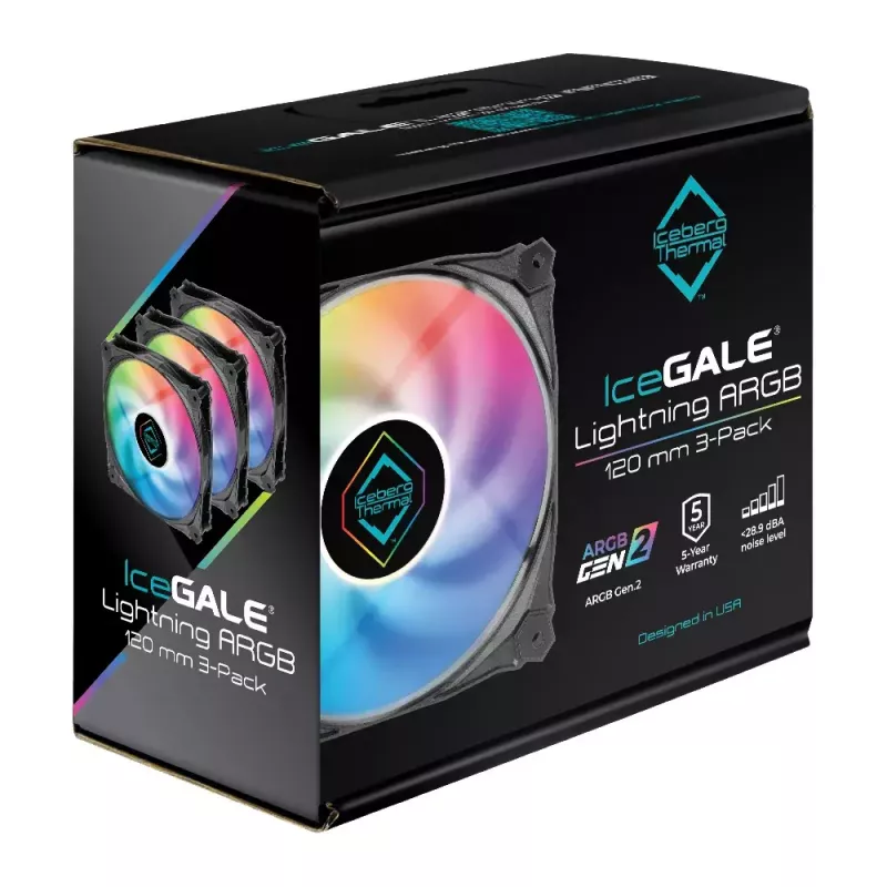 Wentylator Iceberg Thermal IceGALE Lightning ARGB 12 cm czarny 3 szt.