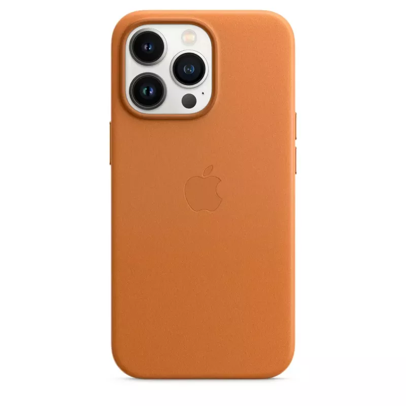Skórzane etui MagSafe dla iPhone 13 Pro od Apple — brązowo-złote, do 6,1 cala