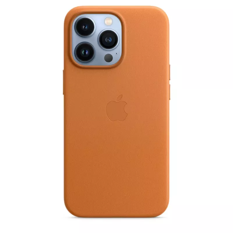 Skórzane etui MagSafe dla iPhone 13 Pro od Apple — brązowo-złote, do 6,1 cala