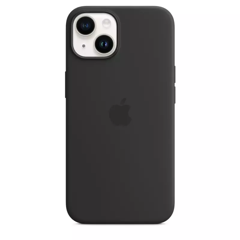 Silikonowe etui z MagSafe dla iPhone 14 firmy Apple — Mikrofibra/Silikon, 6,1 cala (Midnight)
