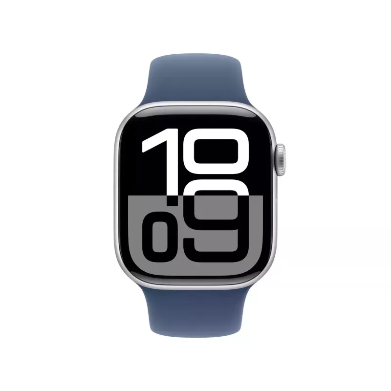 Smartwatch Apple Watch Series 10 GPS 42mm srebrny Aluminium Case Denim Sport Band niebieski M/L