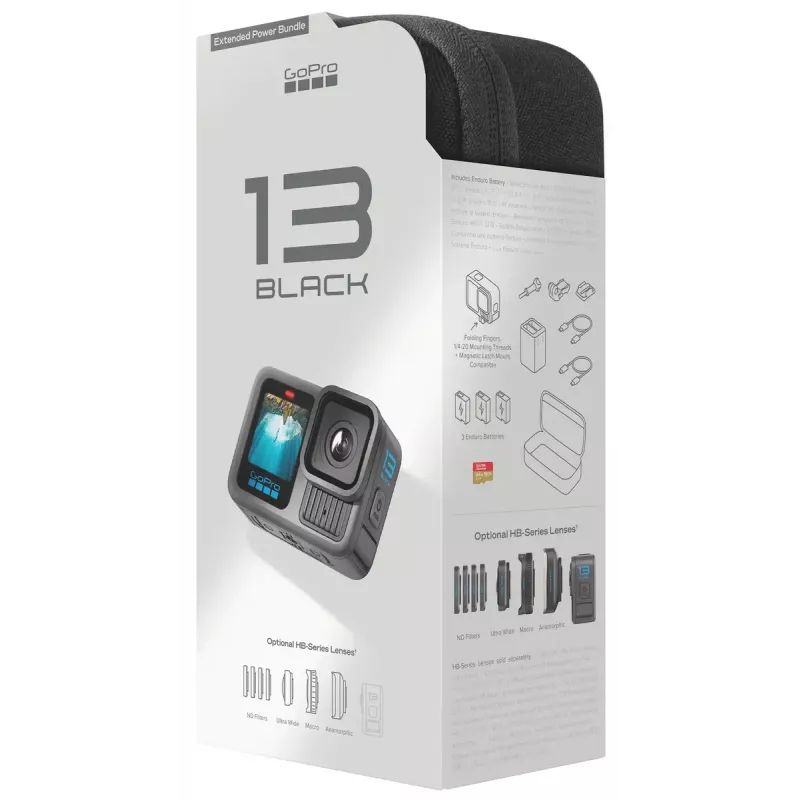 Kamera akcji GoPro HERO13 Black Power Bundle — 5.3K Ultra HD, 240 fps, 27.6 MP, 177° FOV