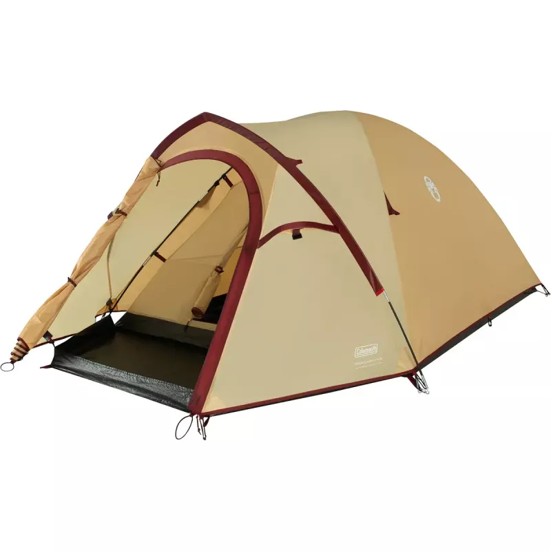 Namiot COLEMAN Darwin 3 Plus Summer — 3-osobowy, model letni, beżowy/ciemnoczerwony