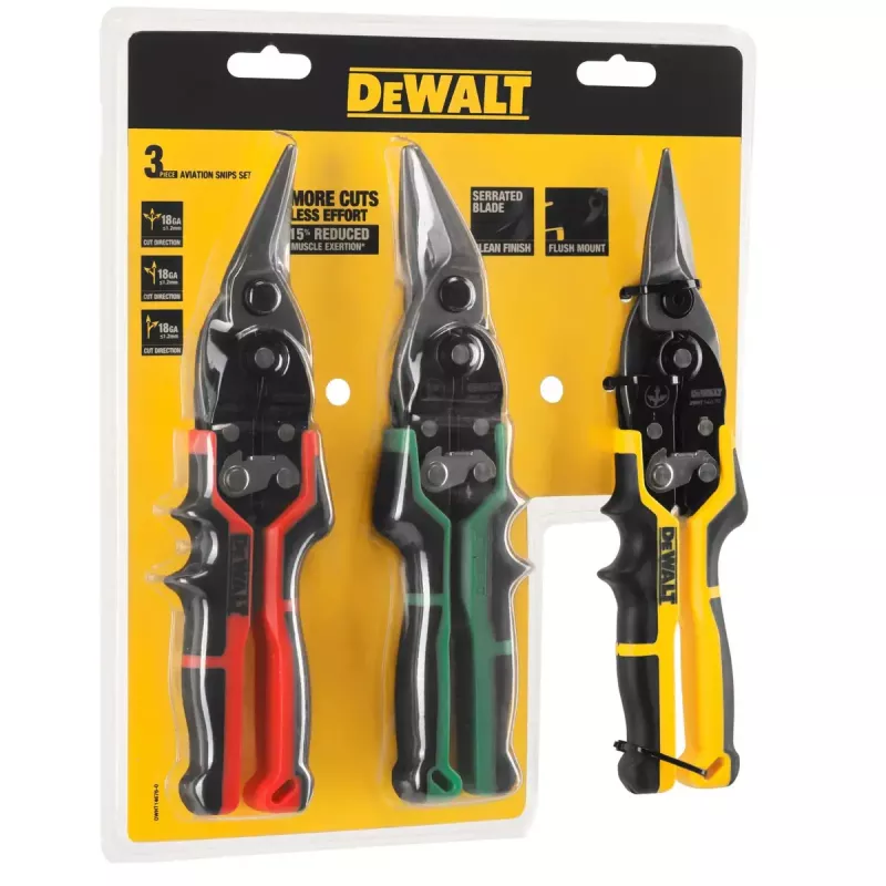 Zestaw nożyc lotniczych DeWALT DWHT14676-0, 3 sztuki