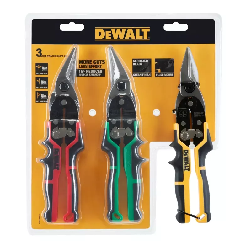 Zestaw nożyc lotniczych DeWALT DWHT14676-0, 3 sztuki