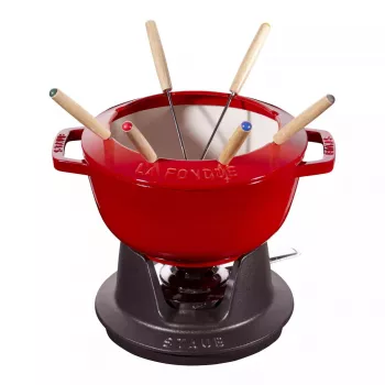Zestaw do fondue Staub 18 cm Cherry, okrągły 0,25 L, 187×100 mm, 4,6 kg