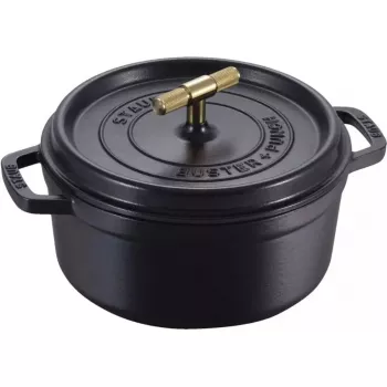 Okrągły garnek żeliwny Staub La Cocotte Buster & Punch 24 cm, czarny