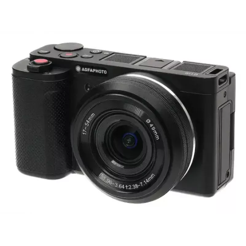 Kompaktowy aparat AgfaPhoto Realishot C110 — 24 MP, 1/3,06 cala CMOS, 3-krotny zoom optyczny, 4K, Wi‑Fi, ekran dotykowy 2,8 cala, czarny