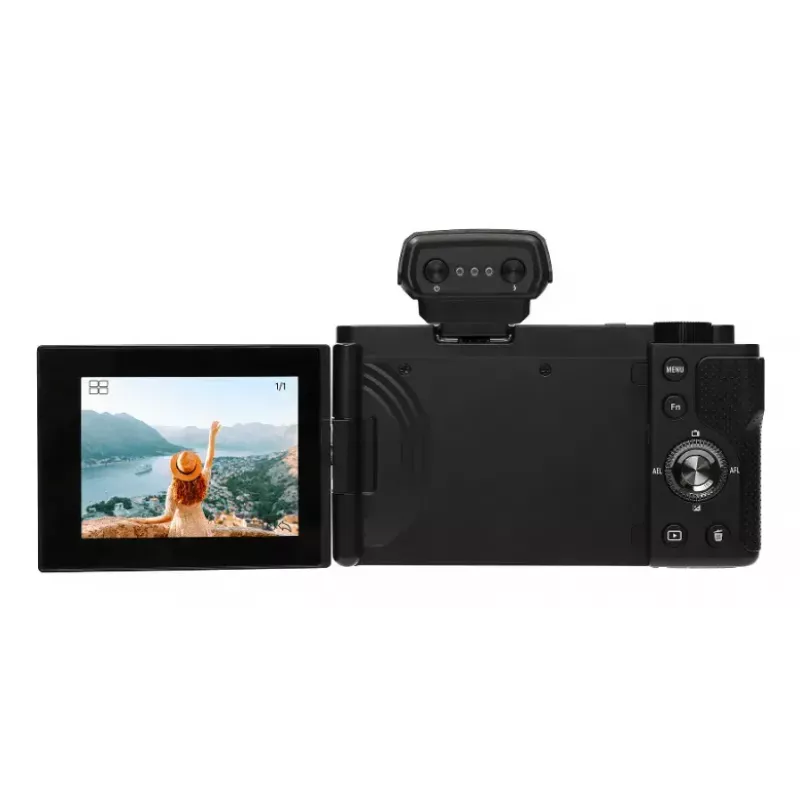 Kompaktowy aparat AgfaPhoto Realishot C110 — 24 MP, 1/3,06 cala CMOS, 3-krotny zoom optyczny, 4K, Wi‑Fi, ekran dotykowy 2,8 cala, czarny