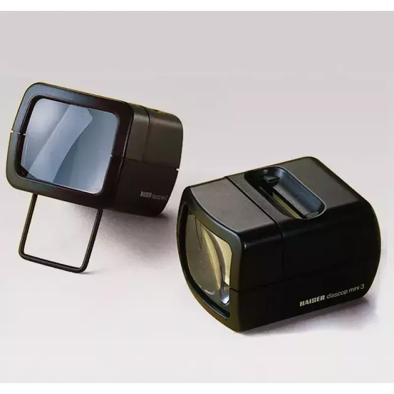 Projektor slajdów KAISER 2010 — kompaktowe powiększenie 3×, 75×105×60 mm, bateria 1,5 V