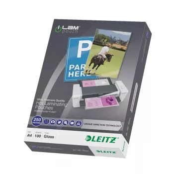 Koszulki do laminatora LEITZ iLAM UDT 222 × 309 mm błyszczące przezroczyste, EVA/PET, opakowanie 100 szt.