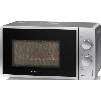Samodzielna kuchenka mikrofalowa na blat Clatronic Bomann MW 6014 CB — 20 L, 700 W, sterowanie pokrętłami, srebrna