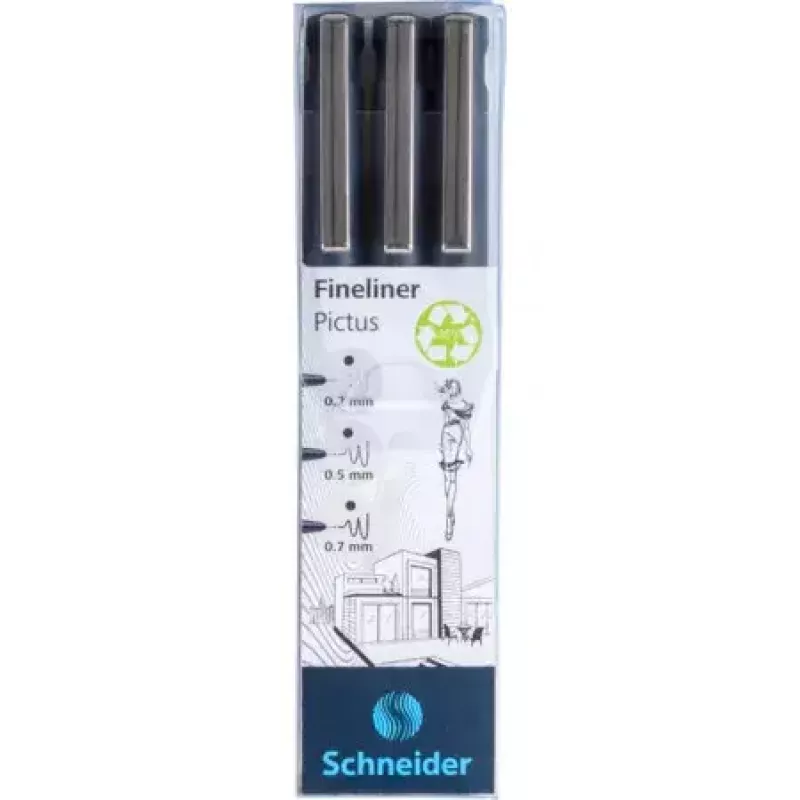 Fineliner Schneider Pictus czarny 3 szt.