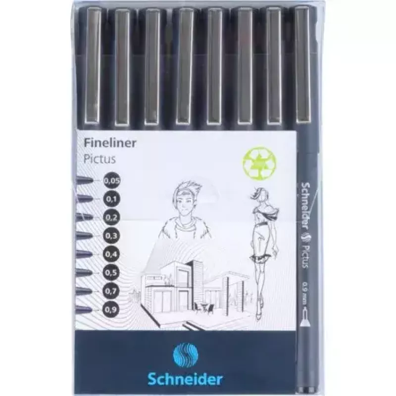 Fineliner Schneider Schreibgeräte Pictus Czarny 8 szt.
