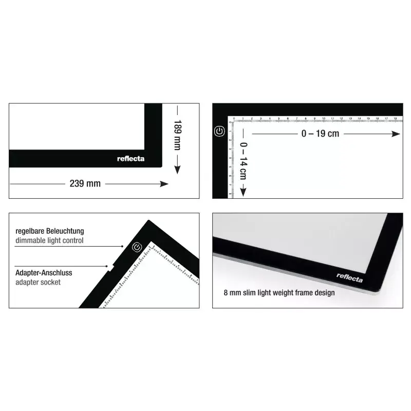 Pojedyncza ramka na zdjęcie Reflecta LED Light Pad A5 Super cienki Czarna 19x14 cm