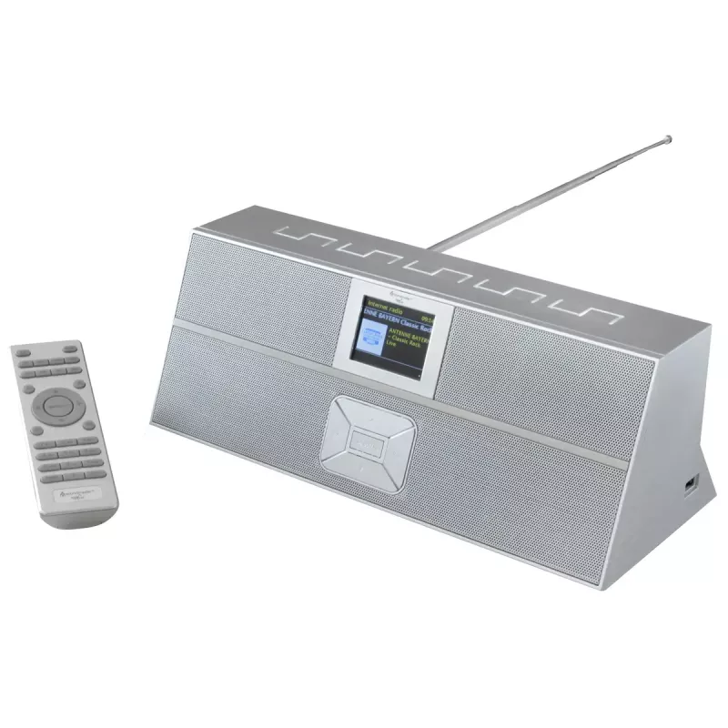 Radio internetowe Soundmaster IR3300SI — Tuner cyfrowy, DAB+ i FM, 20W RMS, wielokolorowy wyświetlacz TFT, USB-A, szare