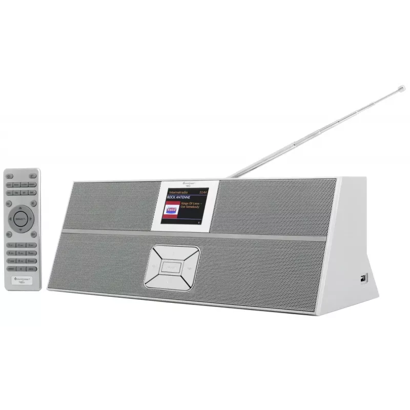Radio internetowe Soundmaster IR3300SI — Tuner cyfrowy, DAB+ i FM, 20W RMS, wielokolorowy wyświetlacz TFT, USB-A, szare