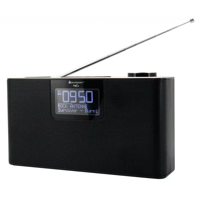 Radio osobiste Soundmaster DAB700SW — Tuner analogowy i cyfrowy, DAB+ / FM, 12 W, wyświetlacz LCD 2,9 cala, MicroSD, czarny