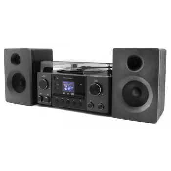Domowy system audio Soundmaster MCD1950SW — 20 W RMS, DAB+/FM, odtwarzanie CD/MP3, wejście AUX 3,5 mm, zasilanie sieciowe (czarny)