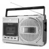 Przenośny odtwarzacz kasetowy Soundmaster RR20SI — radio FM/MW/SW, 3 W RMS, słuchawki 3,5 mm, czarno-srebrny