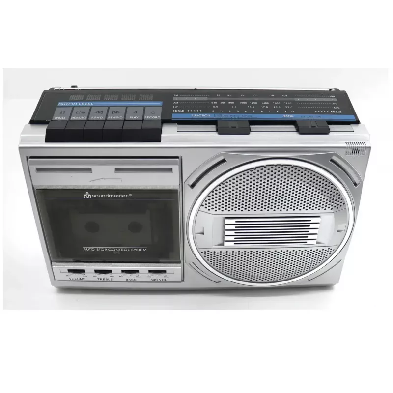 Przenośny odtwarzacz kasetowy Soundmaster RR20SI — radio FM/MW/SW, 3 W RMS, słuchawki 3,5 mm, czarno-srebrny