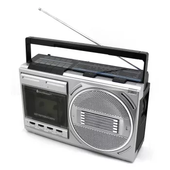 Przenośny odtwarzacz kasetowy Soundmaster RR20SI — radio FM/MW/SW, 3 W RMS, słuchawki 3,5 mm, czarno-srebrny