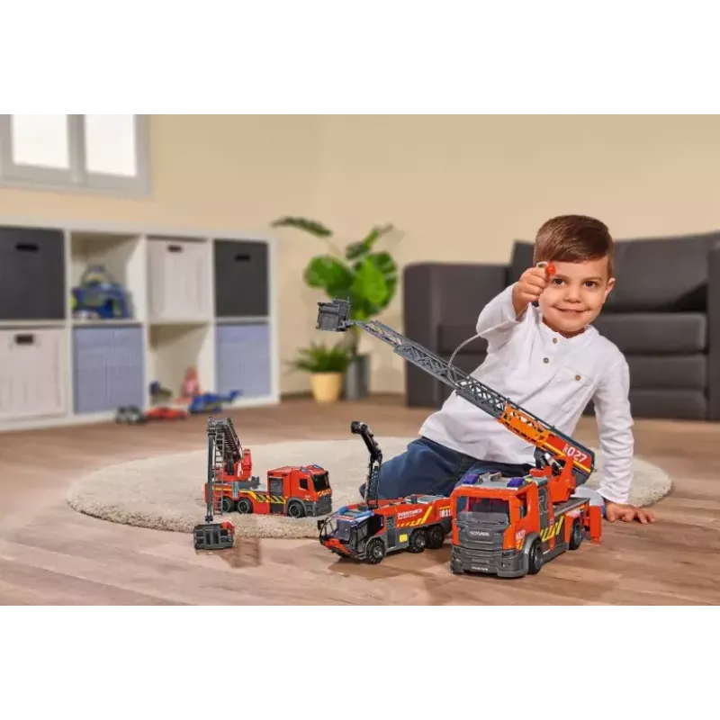 Wóz strażacki Dickie Toys Scania Drabina obrotowa Czarny Szary Czerwony