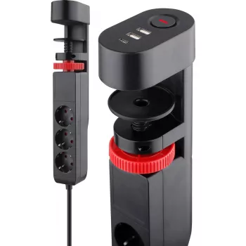 Listwa zasilająca REV 3-gniazdowa do montażu na biurku z portami USB REV 0015728512