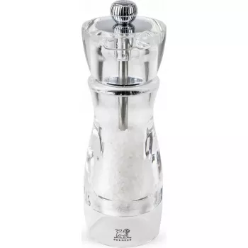 Młynek do soli PEUGEOT VITTEL akryl transparentny 16 cm, ręczny młynek do użytku na stole