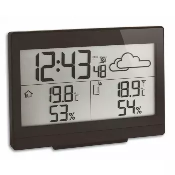 Wewnętrzna/Zewnętrzna Stacja Pogodowa tfa dostmann Casa Biały LCD na Baterie — bezprzewodowa 0,433 GHz, AA 1,5 V, 141×100×48 mm