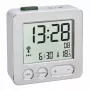 Cyfrowy budzik TFA 60.2545.54 — prostokątny, srebrny LCD, niebieskie podświetlenie, bateria (AAA)