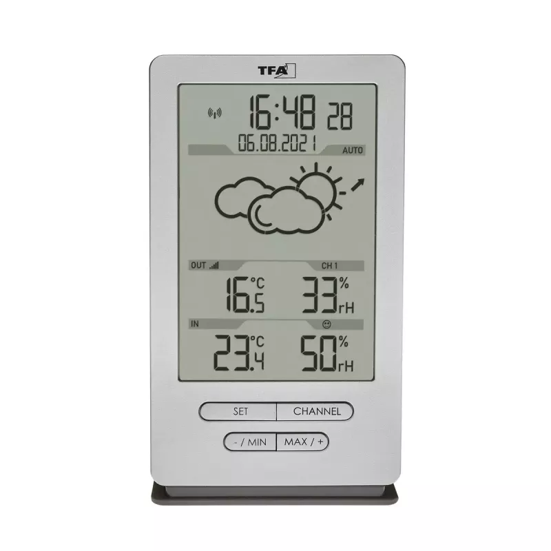 Elektroniczny termometr środowiskowy TFA-Dostmann 35.1162.54 Wewnętrzny/zewnętrzny Czarny Srebrny
