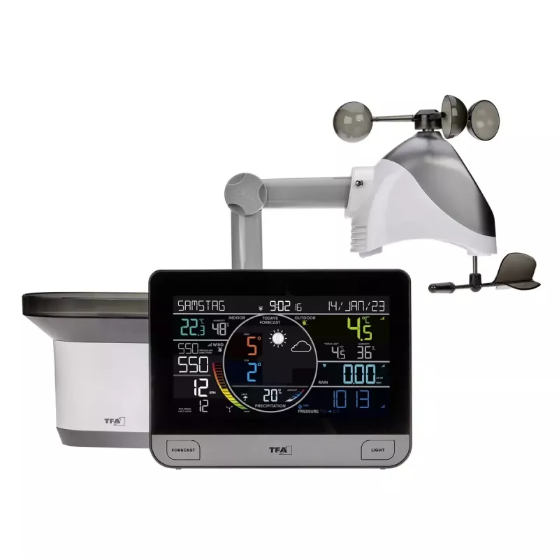 TFA-Dostmann View Pro Czarna Stacja Pogodowa Wi-Fi DC/Bateria Anemometr Termometr Higrometr Barometr
