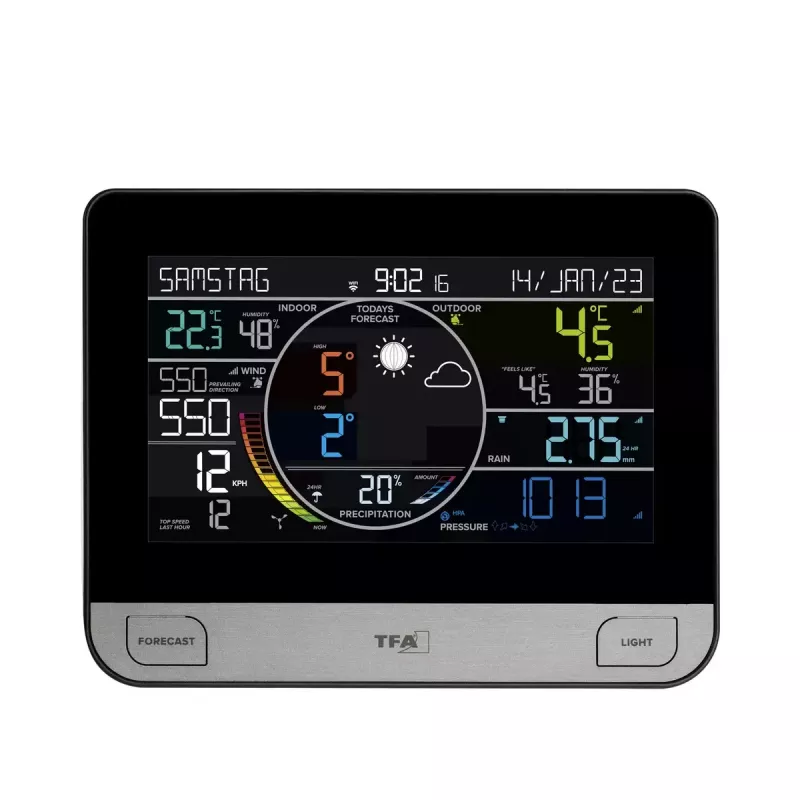 TFA-Dostmann View Pro Czarna Stacja Pogodowa Wi-Fi DC/Bateria Anemometr Termometr Higrometr Barometr