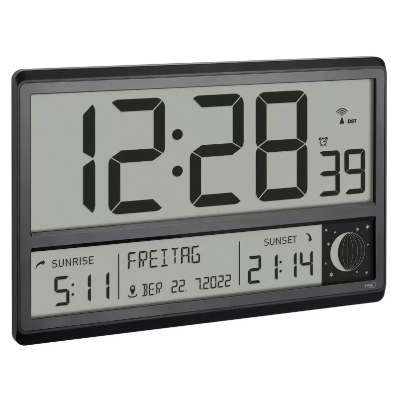 Cyfrowy budzik TFA-Dostmann 60.4524.01 Czarny LCD Zasilany bateriami