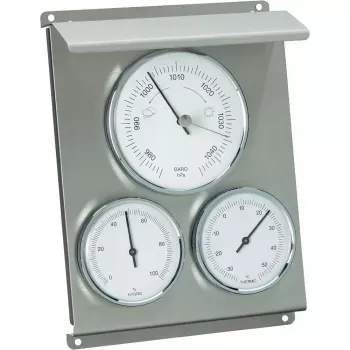 Cyfrowa stacja pogodowa TFA-Dostmann 20.2010.60 – barometr, higrometr, termometr zewnętrzny, metaliczna, 160×70×220 mm