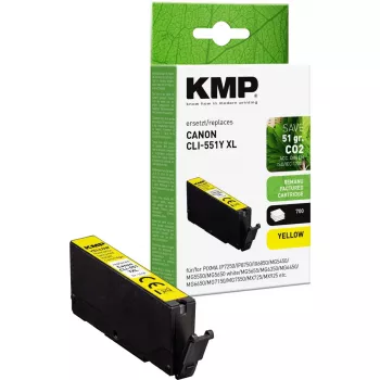 Zamienny wkład atramentowy KMP do Canon CLI-551 Y XL – żółty, o wysokiej wydajności
