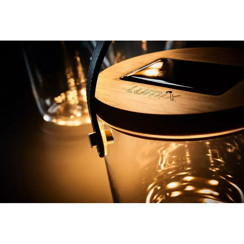 Lampa stołowa Krinner LUMIX Deco Glass Basic LED przezroczysta bambusowa szklana