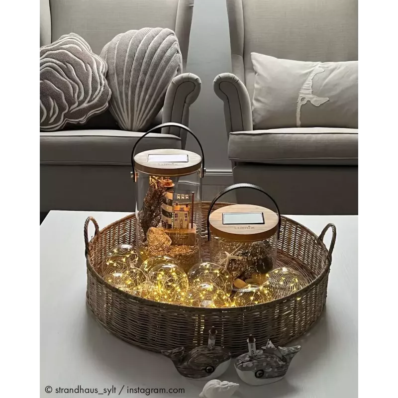 Lampa stołowa Krinner LUMIX Deco Glass Basic LED przezroczysta bambusowa szklana