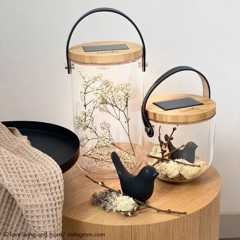 Lampa stołowa Krinner LUMIX Deco Glass Basic LED przezroczysta bambusowa szklana