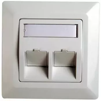 Ramka adaptacyjna RJ45 kat.5e Telegärtner H02010A0040 45° podwójna 80x80 mm biel alpejska