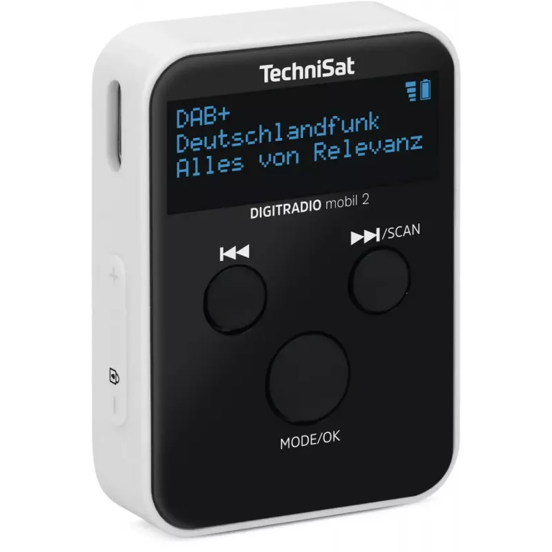 Radio przenośne TECHNISAT DIGITRADIO mobil 2 — DAB+ / FM, OLED 0,91 cala, 3,5 mm, USB-C, Li-Ion 500 mAh, czarno-białe