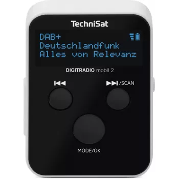Radio przenośne TECHNISAT DIGITRADIO mobil 2 — DAB+ / FM, OLED 0,91 cala, 3,5 mm, USB-C, Li-Ion 500 mAh, czarno-białe