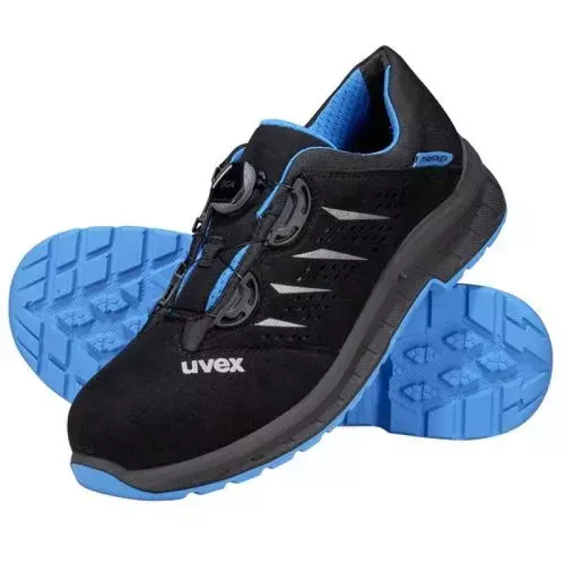 Buty ochronne Uvex 69382 dla dorosłych mężczyzn, niebiesko-czarne, podeszwa PU, cholewka syntetyczna
